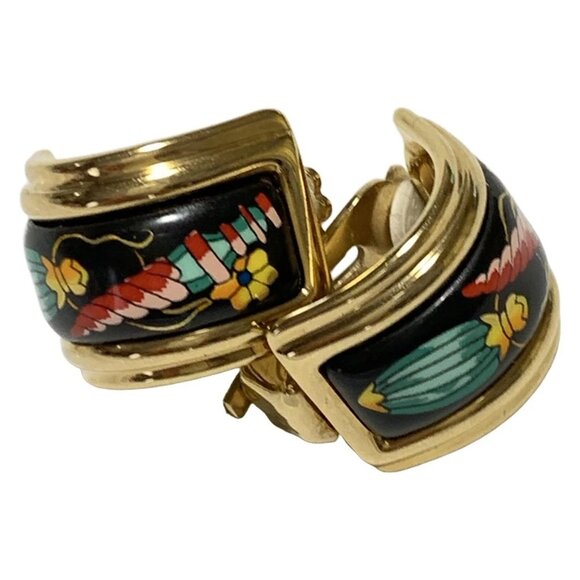 HERMES Email Gold Black Multi Hardware None Clip On Earrings 226-081025 - Picture 1 of 4
